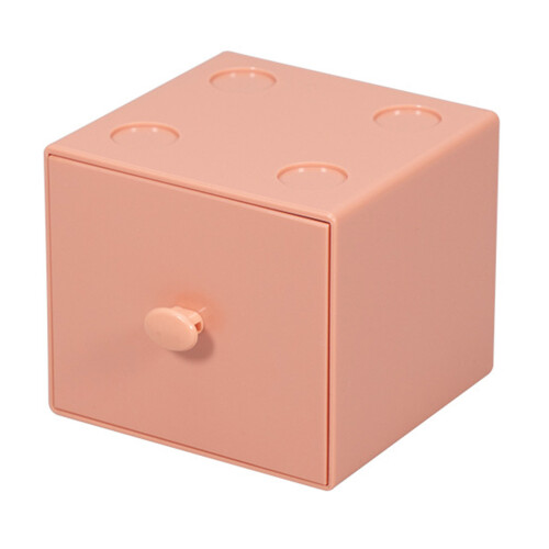 Stackable PS Desktop Storage Box with Drawer, Orange, 9.4x9.1x8.3cm 1