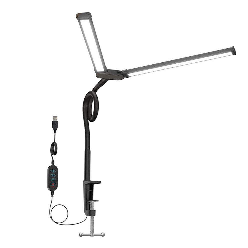 Clip On Led Task With Twin Goosenecks, Dimmable 10 Brightness Levels For Makeup And Photography, Adjustable Color Temperature Light 9084446846249