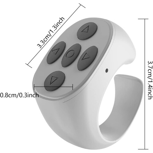 Fingertip Page Turner Wireless Remote Control for iOS Smartphones, Durable Design, White Color, Compact Size 2