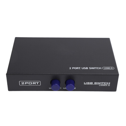 2 Port USB Switcher for Printer Scanner Camera Keyboard - Black, Iron 1
