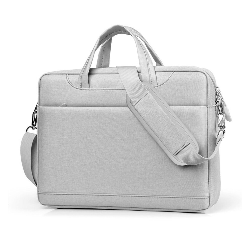 Elegant Laptop Briefcase For 14-Inch 15.6-Inch Notebooks Water-Repellent Polyester Messenger Bag With Plush Sleeve Gray 6447073590269