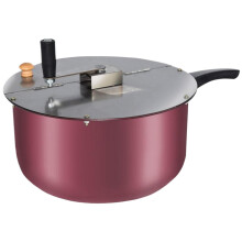 Popcorn Maker Manual Stirring Stovetop Popcorn Pot, Non-Stick Stainless Steel with Insulated Rubber Handle and Lid
