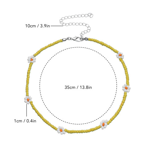 Collier de perles à fleurs jaunes, réglable 35 cm 1