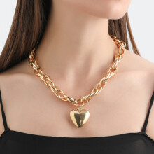 ZW1896 Collana a cuori sovrapposti, dorata, taglia unica