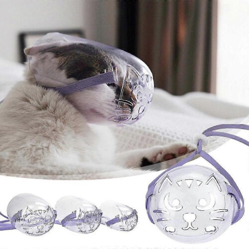 Cat Transparent Breathable Muzzle Anti Bite Face Mask Pet Mouth Cover M
