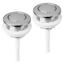 2 Pcs Toilet Flushing Button 38mm Single Press Push Button Silver and White Replacement for Bathroom Cistern Tank Parts