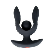 Striped Silicone Inflatable Anal Plug with 10-Frequency Vibration, Waterproof, Rechargeable, for Couples