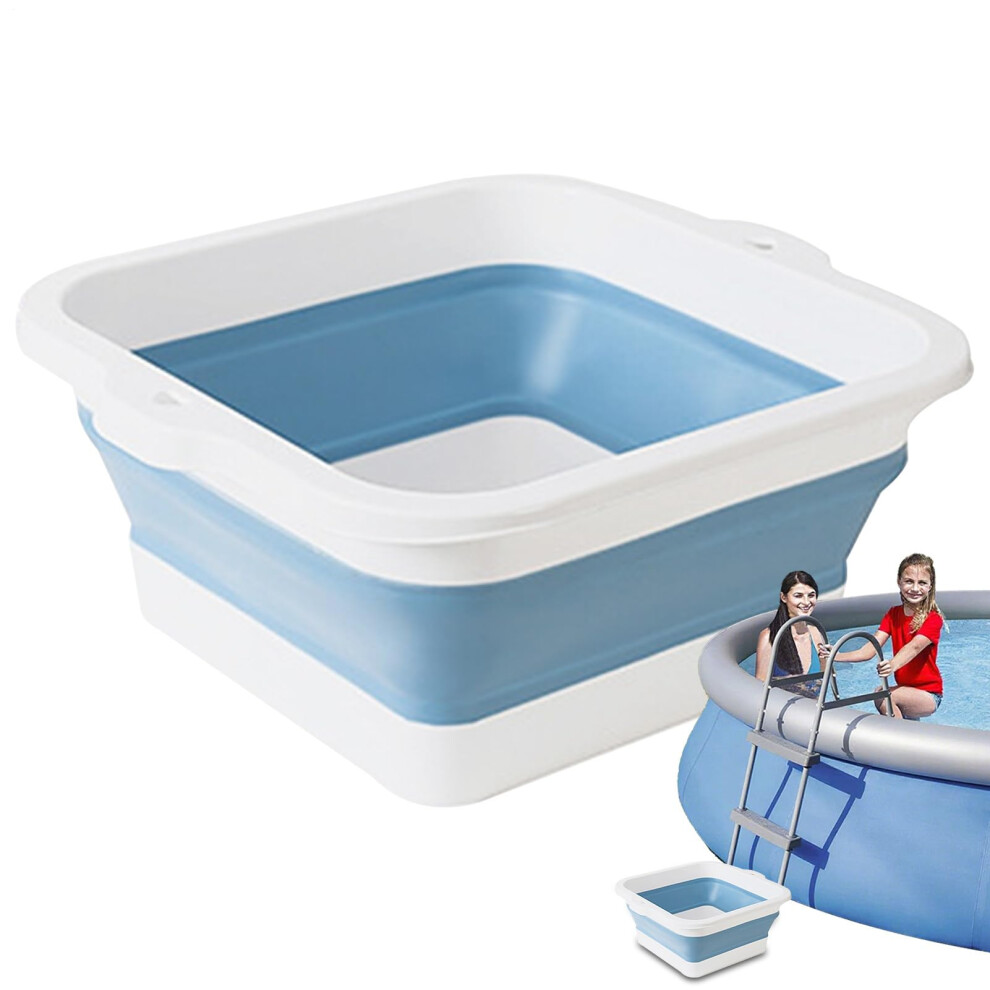 Foot Soaking Basin for Home and Travel - Large 168 Massage Convex Points Portable Foldable Blue Barrel for Elderly Care