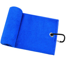 Golf Towels Waffle Microfiber for Golf Bags, 24"x16" Tri-fold Towel with Clip, Blue Club Cleaning Groove Cleaner for Men Women