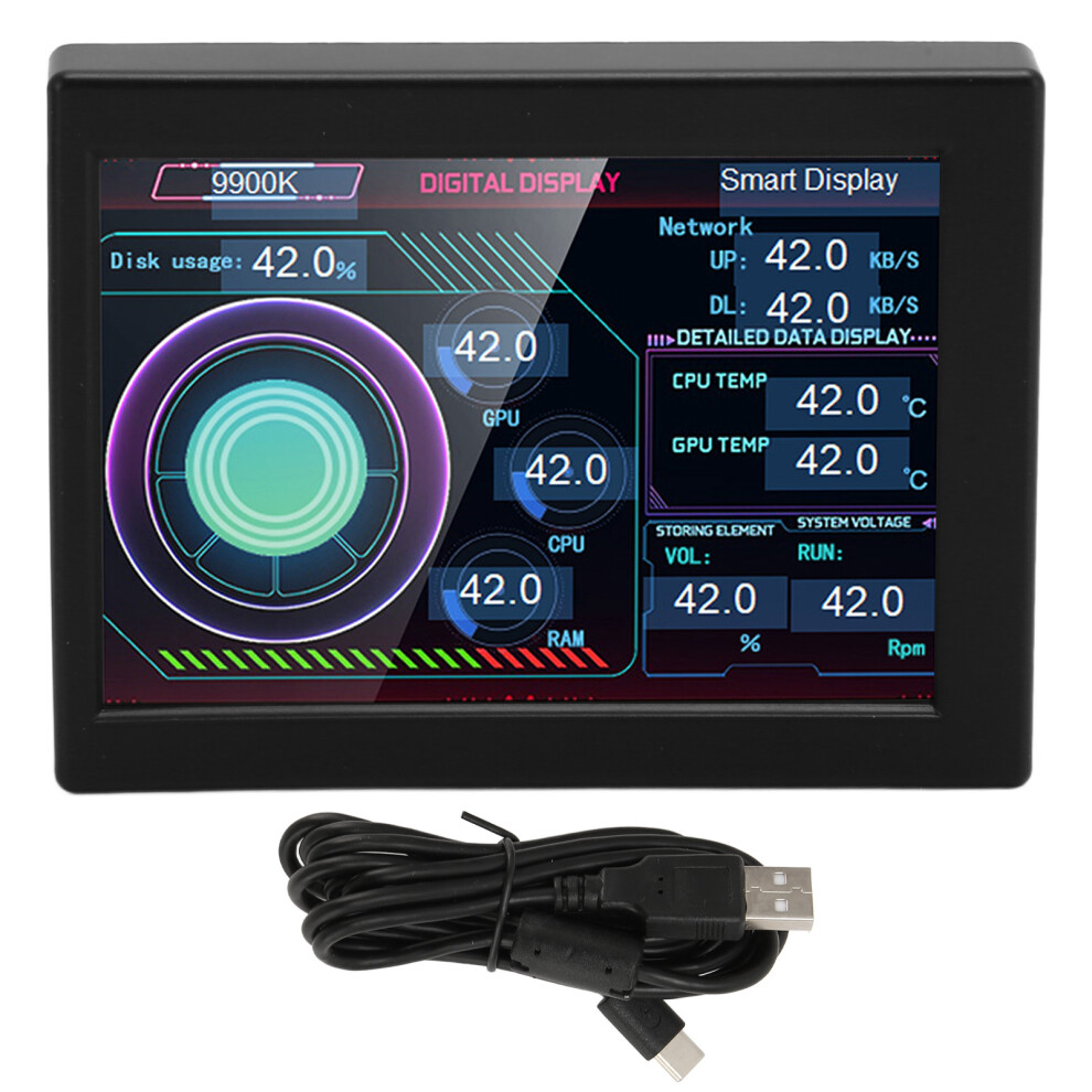 Computer Temp Monitor 3.5 Inch Ips Type C Stepless Black 8320539089102