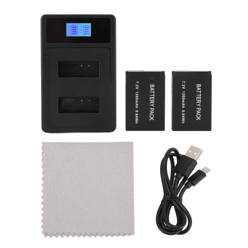 LP-E12 2x batteries 7.2V 1200mAh LCD noir 1