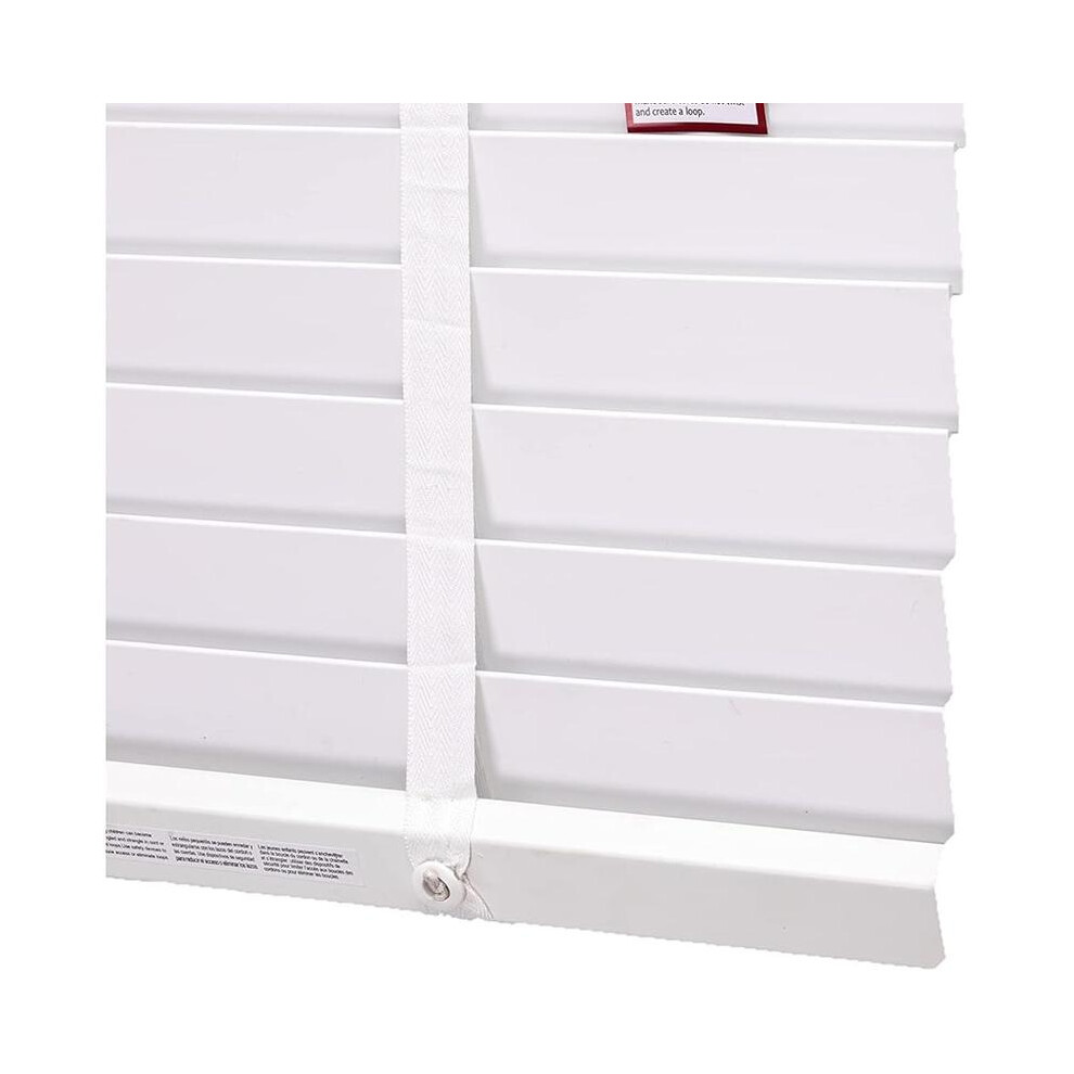 (White with Tape, 120cm x 150cm) Faux Wood Blinds Wooden Window Venetian Blind 50mm Horizontal Slats with White Silver/Grey Tape Trimmable, Child Safe-image-OPC-PKF59S5-NEW