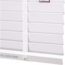 (White with Tape, 174cm x 150cm) Faux Wood Blinds Wooden Window Venetian Blind 50mm Horizontal Slats with White Silver/Grey Tape Trimmable, Child Safety
