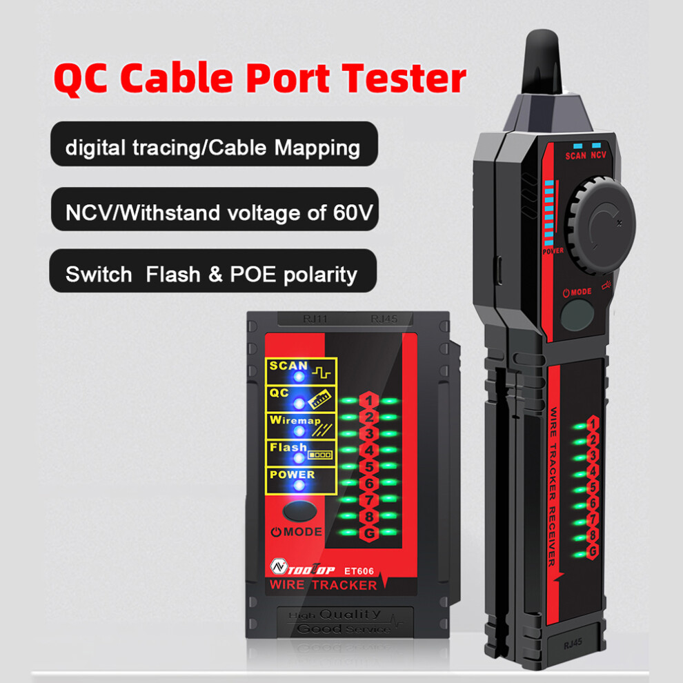 Et606 Network Cable Tester With Poe Voltage Check, Line Tracing & Flashing 7601348894882