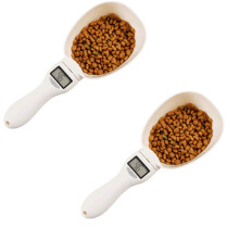 Pet Food Measuring Scoop Scale with LED Display, Digital Dog Food Measuring Cup in Grams for Cats and Dogs (2 Pcs)
