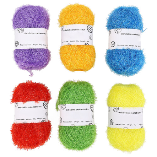 6 Pcs Shiny Yarn Multi Color Soft Cotton Glitter 1