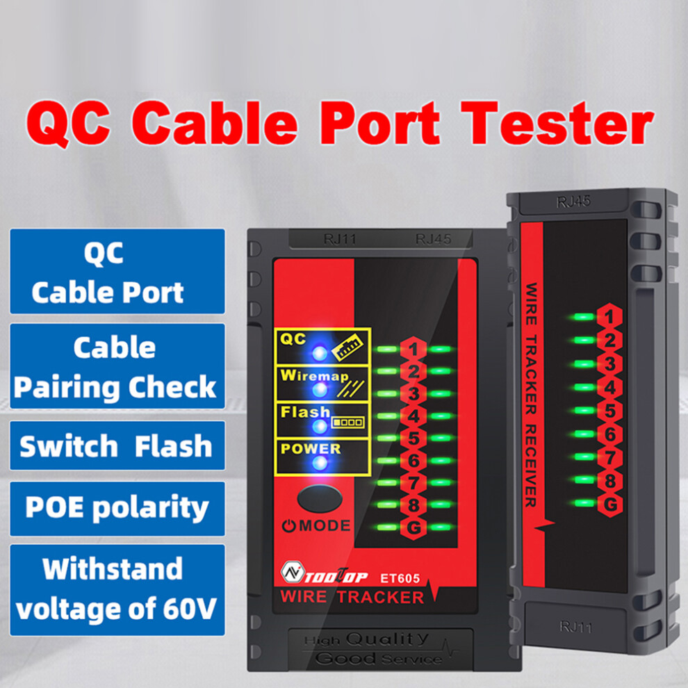 Et605 60V Cable Tester With Poe Detection And Auto Power Off Functions 5061348895210
