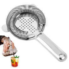 Cocktail Strainer Stainless Steel Bartender Tool with Wire Spring Ice Separator for Home Bar Club Party Drinks