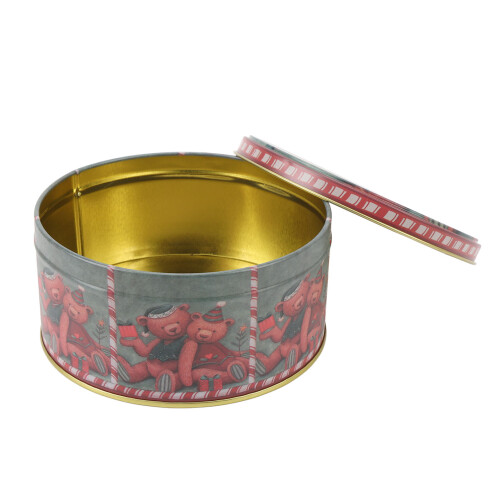 Round Cookie Tin with Lid Metal Decorative and 2