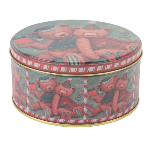 Round Cookie Tin with Lid Metal Decorative and 1