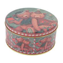 Round Cookie Tin with Lid Metal Decorative and