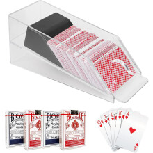 (Clear) Playing Card Dispenser, 4 Deck Size Casino Grade Card Dealer, Card Shoe for Standard Size Poker Deck Gambling Games Accessories