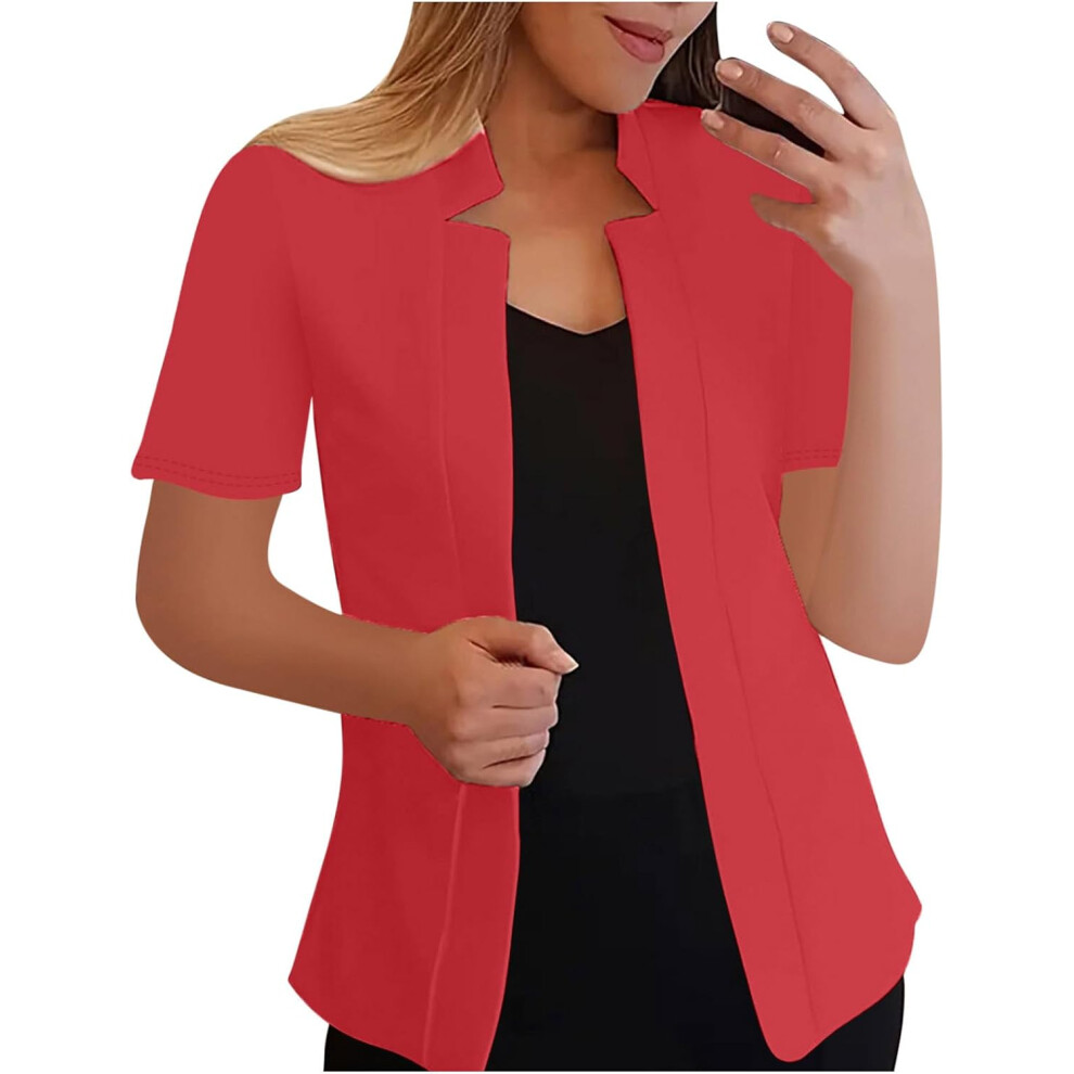 (Xl, 001* ) Cardigans For Women Uk Womens Blazers Jackets Summer Short Sleeve Business Casual Outfits Lapel Work Office Suit Blazer Lightweight Sli Red
