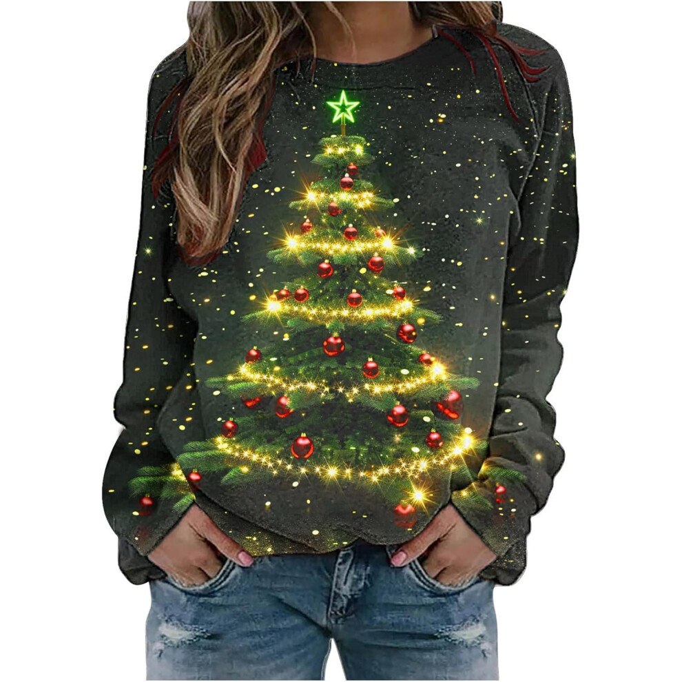 (3XL, 018* Multicolor) Christmas Jumpers for Womens Christmas Sweatshirt Xmas Tree Graphic Long Sleeve Shirts Fall Winter Trendy Sweatshirts Funny Xma-image-OPC-PKF5CST-NEW
