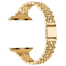 (Golden, 46mm(Series 10)) ,Stainless Steel Watch Band Compatible with Apple Watch (Band Only), Business Watch Band for Women, Fashion Wearable Accessories Compatible