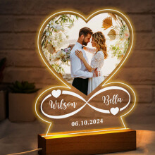 Personalised Acrylic Photo Night Light Gift for Couples Anniversary Wedding