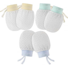 Pack of 6 Baby Mesh Gloves Cotton No Scratch Mittens for Unisex (3Colors/0-12Months)