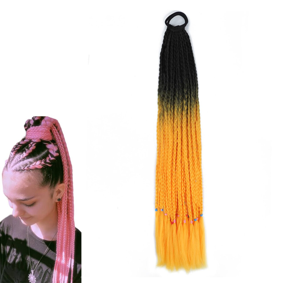 Unisex Braid Wig Hair Ponytail Extensions Synthetic 24 Inch Gradient Crochet Braid Hairpiece Bz167 For Easy Styling
