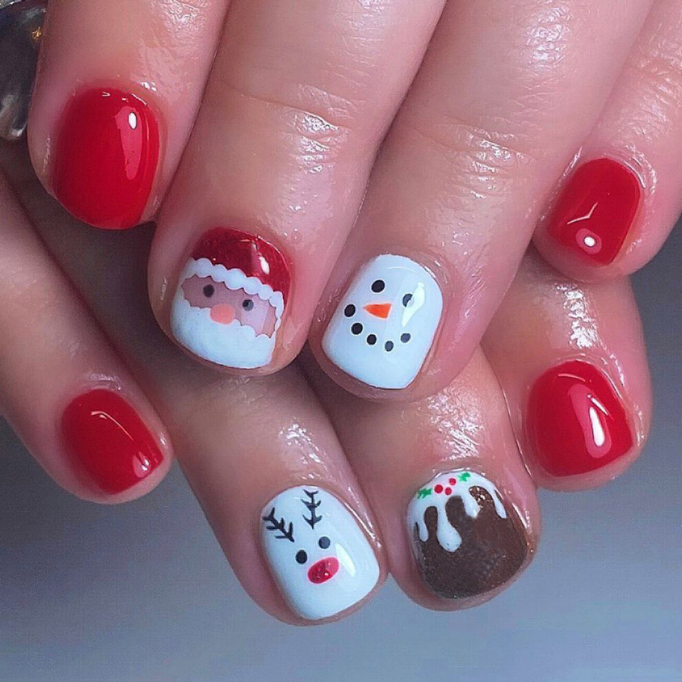 Snowman False Nail Lovely Santa Claus Artificial Nail Christmas
