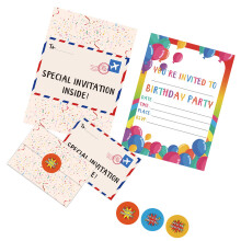18 Pcs Kids Birthday Invitations with Stickers Birthday Party