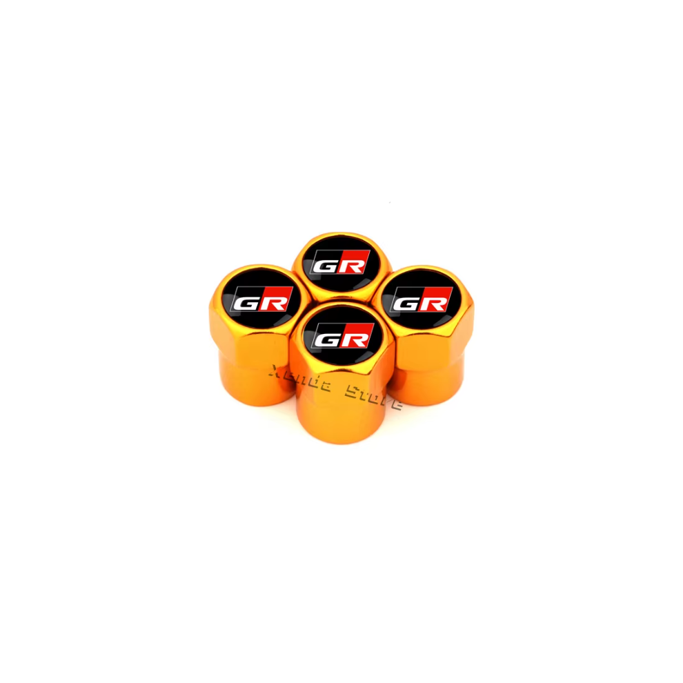 (A ) 4Pcs Car Wheel Tire Valve Stem Caps Air For Gr Sport Yaris 86 Corolla Camry Hilux Supra C-Hr Highlander Rav4 Tyre Accessories Gold 6922327157042