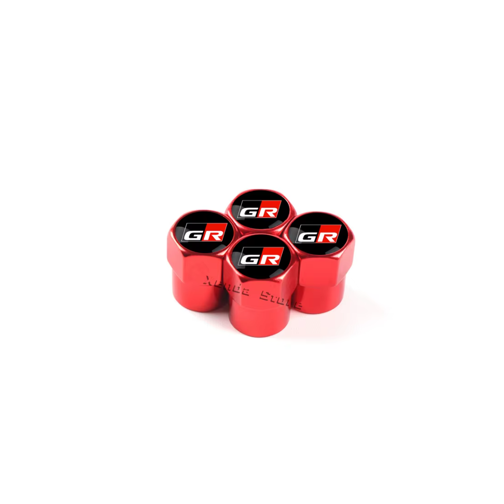 (A ) 4Pcs Car Wheel Tire Valve Stem Caps Air For Gr Sport Yaris 86 Corolla Camry Hilux Supra C-Hr Highlander Rav4 Tyre Accessories Red 6952468128861
