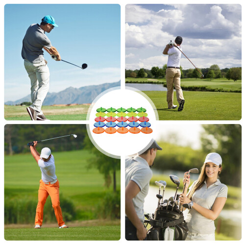 50Pcs Mixed Colors Clear Plastic Golf Balls Marker Flat Round 1