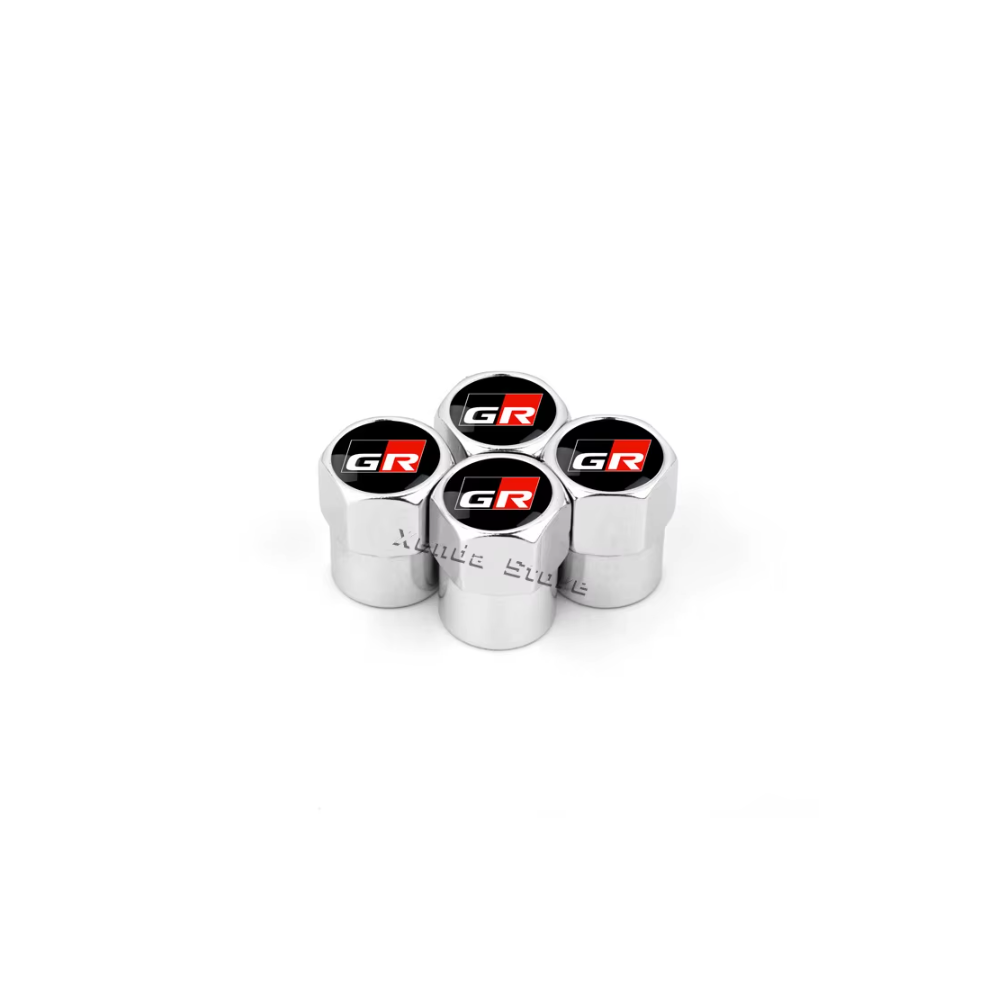 (A ) 4Pcs Car Wheel Tire Valve Stem Caps Air For Gr Sport Yaris 86 Corolla Camry Hilux Supra C-Hr Highlander Rav4 Tyre Accessories Silver 6960600061242