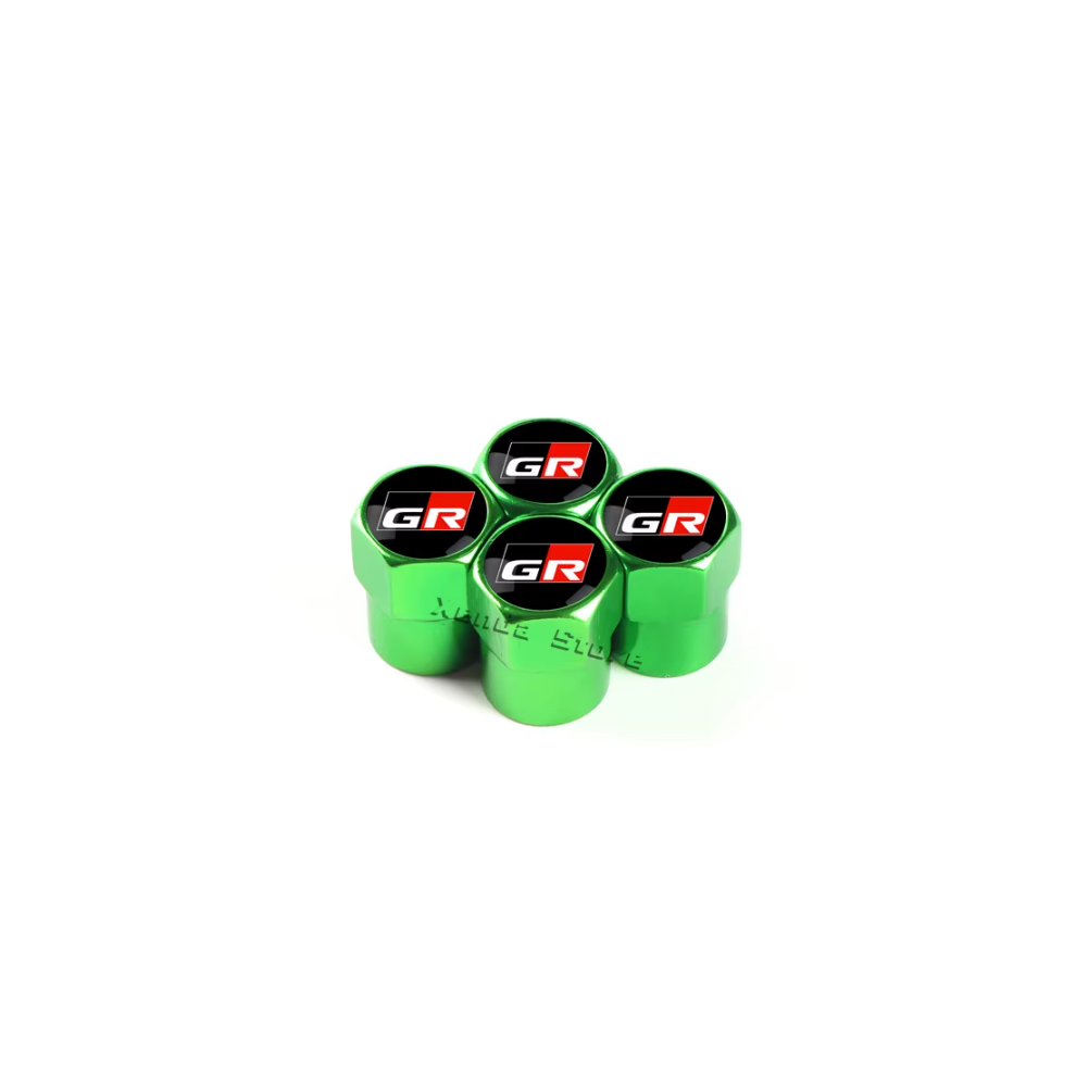( A ) 4Pcs Car Wheel Tire Valve Stem Caps Air For Gr Sport Yaris 86 Corolla Camry Hilux Supra C-Hr Highlander Rav4 Tyre Accessories Green 6934489916191