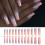 24Pcs Press On Nail Set Long Square French Gradient Stick on 2