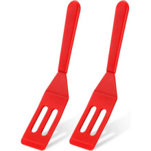 Mini Brownie Serving Spatula Flexible Nonstick Silicone Serve Turner Heat-Resistant Cookie Slotted Spatula for Flip Egg in Small Frying Pan (Red, 2)