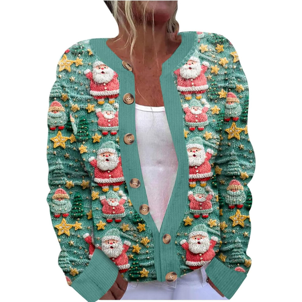 (L, 002* Multicolor) Christmas Sweaters for Womens Christmas Funny Cardigans Casual Button Down Long Sleeve Cardigan Holiday Tops Cute Knit Xmas Sweat-image-OPC-PKF65FD-NEW