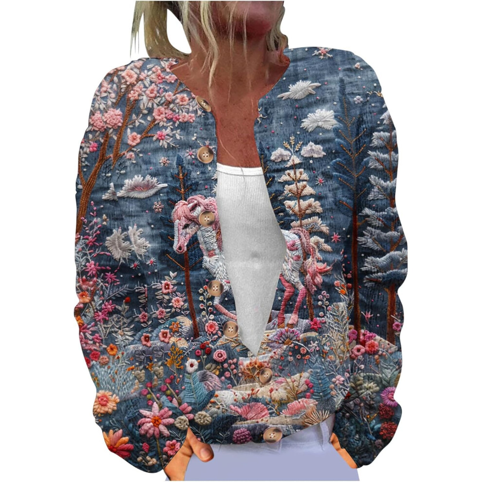 (S, 017* Multicolor) Christmas Sweaters for Womens Christmas Funny Cardigans Casual Button Down Long Sleeve Cardigan Holiday Tops Cute Knit Xmas Sweat-image-OPC-PKF65JH-NEW