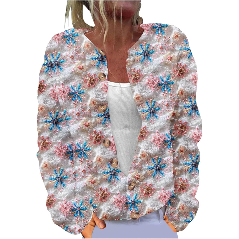 (XXL, 014* Multicolor) Christmas Sweaters for Womens Christmas Funny Cardigans Casual Button Down Long Sleeve Cardigan Holiday Tops Cute Knit Xmas Swe-image-OPC-PKF65MW-NEW