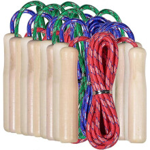 Kids Jump Rope with Wooden Handle 10 Colorful Jump Ropes for Outdoor Play and Kids Party