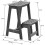 Stool Folding Step Ladder, Two-Step Step Stool for Home and Balcony, Black, 29x48x55cm Storage Solution 5