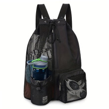 Swim Bag 13x16in, Multi-Pocket Beach Backpack, Oxford Cloth Mesh, Drawstring Closure, Adjustable Pool Gear For Diving