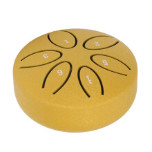 Mini Steel Tongue Drum 3in 6 Tones with Rubber & Wenge Stick Gold