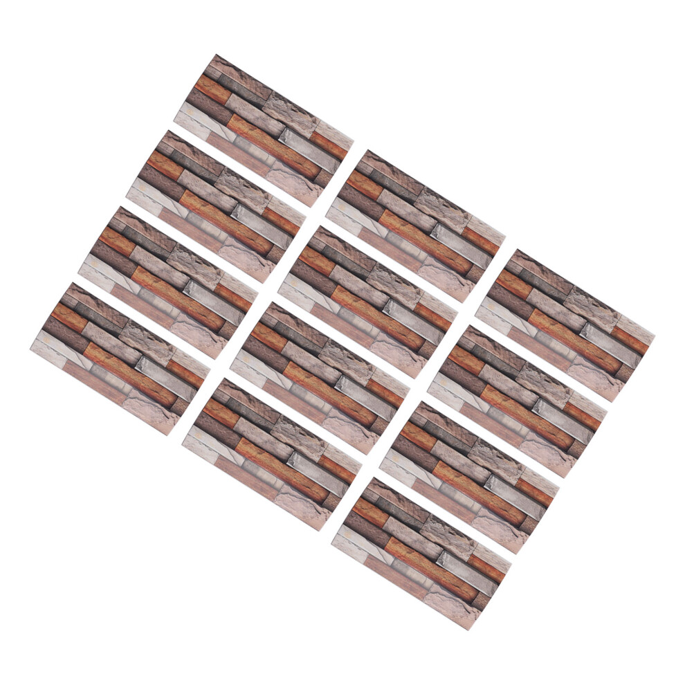 Waterproof Pvc Tile Stickers 12Pcs - Retro Brick Effect For Any Room 4631348903072