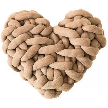 Soft Plush Knot Pillow Handmade Weave Knot Cushion Throw Pillow Heart Shaped Cushion Decor Home Khaki